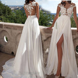 Women Lace Wedding Dress European and American Foreign Trade New Wedding Dress Amazon Wish Sexy Lace Split Evening Dress Wholesale