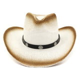 Straw Cowboy Hats Women's Straw Cowboy Hat Top Hat Outdoor Seaside Beach