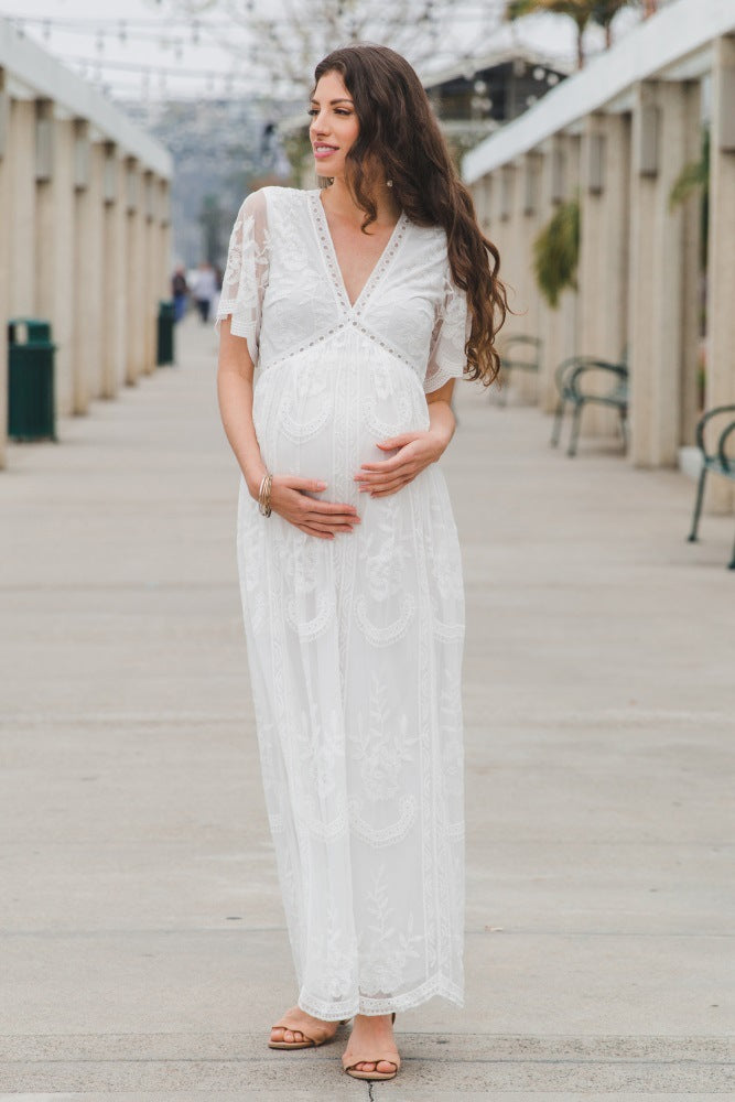 Maternity Clothes Dress Lace Long Dress Maternity Lace Dress