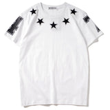 GVC T Shirt 74 Pattern Short Sleeve T-shirt Brand Flocking Embroidery Pentagram Cotton Loose