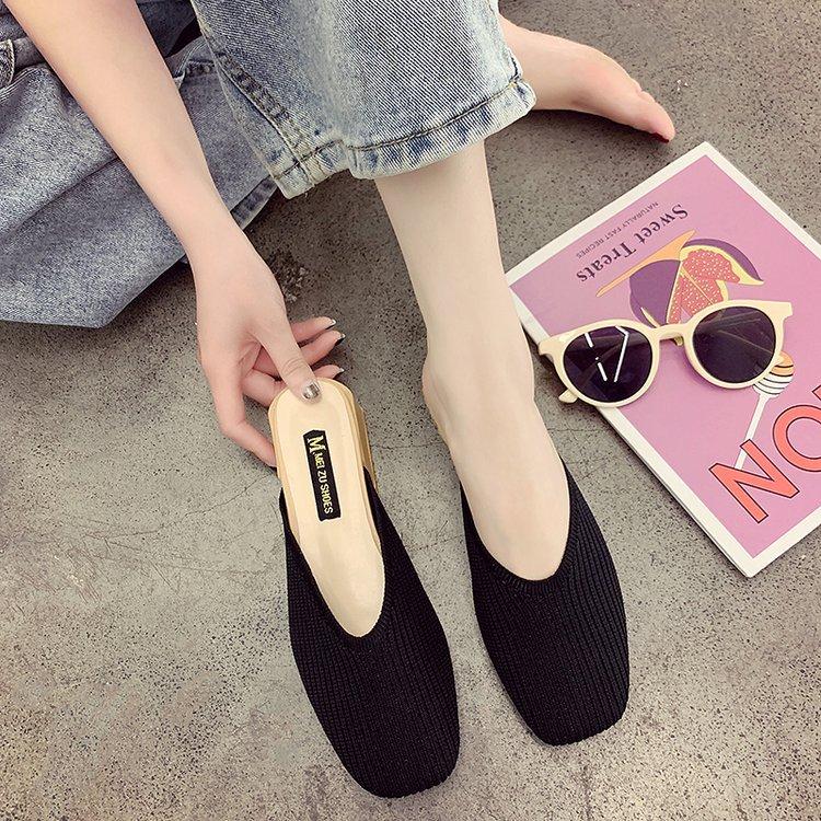 Women Open Toe Sandals Flats Summer Chunky Heel Fashion Mid Heel Slippers