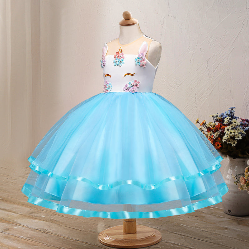 Toddler Girls Sequin Gown Dress Christmas Children's Skirt Festival Dress Unicorn Children's Clothing Kids Dress
