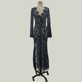 Women Lace Wedding Dress Summer Dress Sexy V-neck Backless Batwing Sleeve Dress for Women
