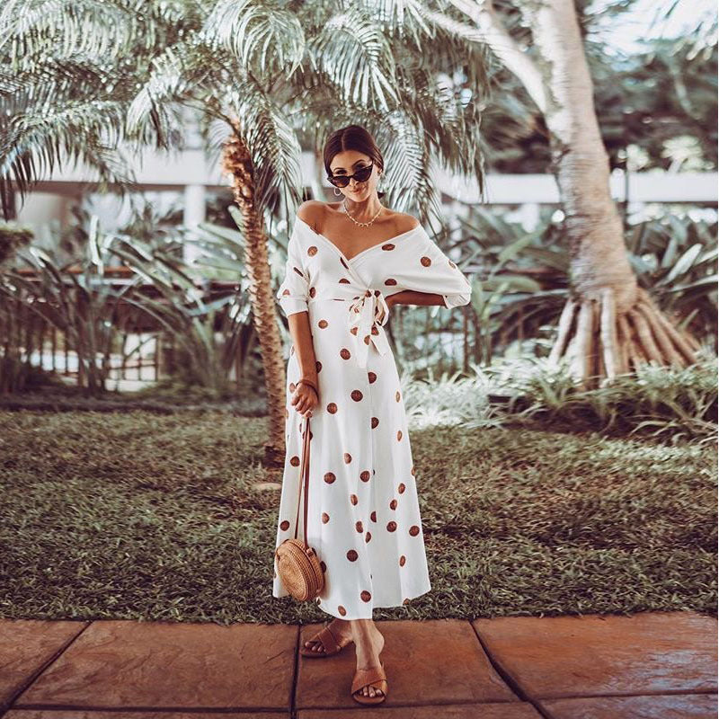 Formal Dresses & Gowns Women's off-the-Shoulder Lace-up Midi Dress