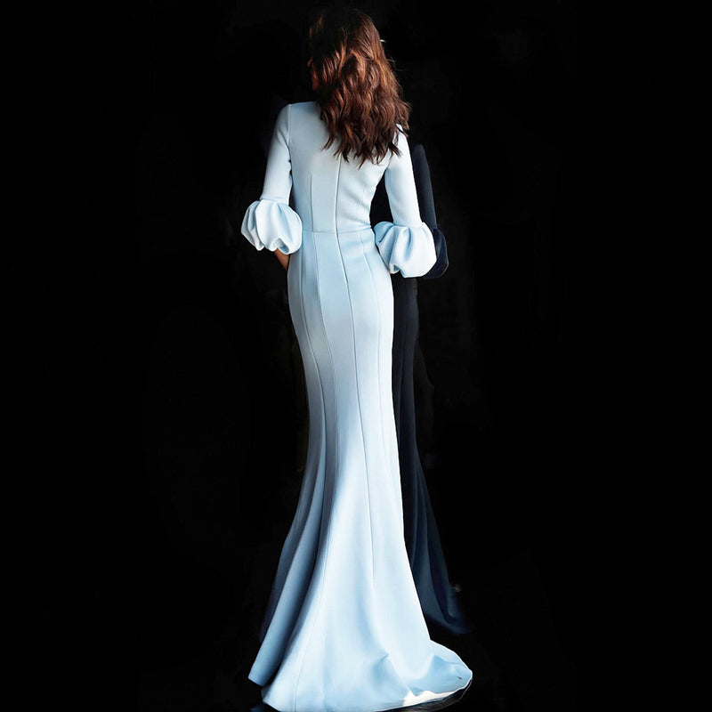Formal Dresses & Gowns Long Dress Bubble 3/4 Sleeve V-neck Dress