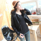 Leather Biker Coat Golden Leather Jacket Women Pu Jackets Punk Rivet Coat Fashion Leather Coat