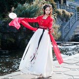 Chinese Traditional Dress Fresh and Light Elegant Tang Large Swing Bianhua Dress