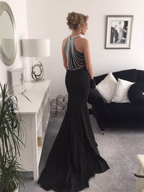 Formal Dresses & Gowns Round Neck Sleeveless Beaded Formal Dress