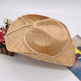 Cowgirl Hats Wide Brim Cowboy Hat Straw Flanging Hat Seaside Sunshade Sun Protection Hat