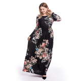 Muslim Women Stylish Kashibo Abaya Muslim Ladies Long Gown Islamic Clothing Jilbab Jalabiya Slim Fit Long Sleeve Printed Round Neck Dress