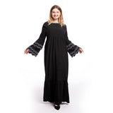 Muslim Women Stylish Kashibo Abaya Muslim Ladies Long Gown Islamic Clothing Jilbab Jalabiya Fashion Long Sleeve Embroidered Slim Dress