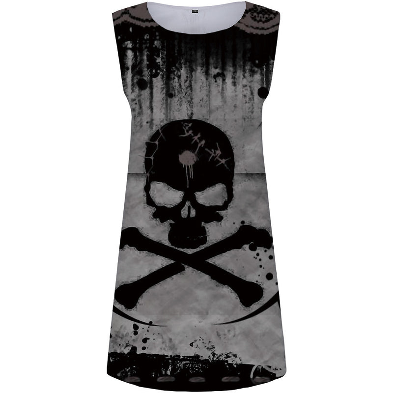 Skull Dress 3D Digital Printed round Neck Sleeveless