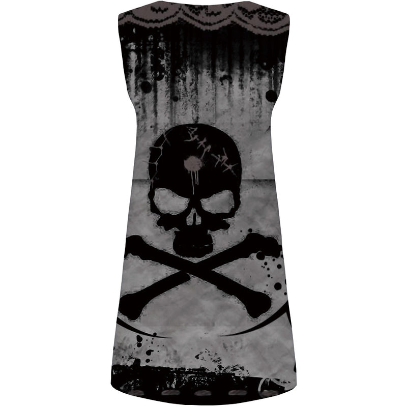 Skull Dress 3D Digital Printed round Neck Sleeveless