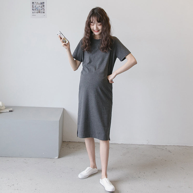 Maternity Clothes Dress Summer Maternity Dress Temperament Leisure Maternity T-shirt Skirt Loose Fashion Pregnant Women's Short Sleeve Long Dress