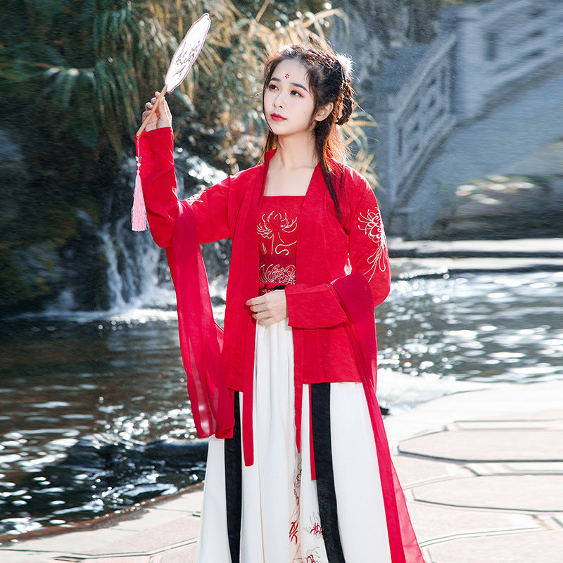 Chinese Traditional Dress Waist-High Ruqun Bianhua Traditional Fresh and Elegant Dress