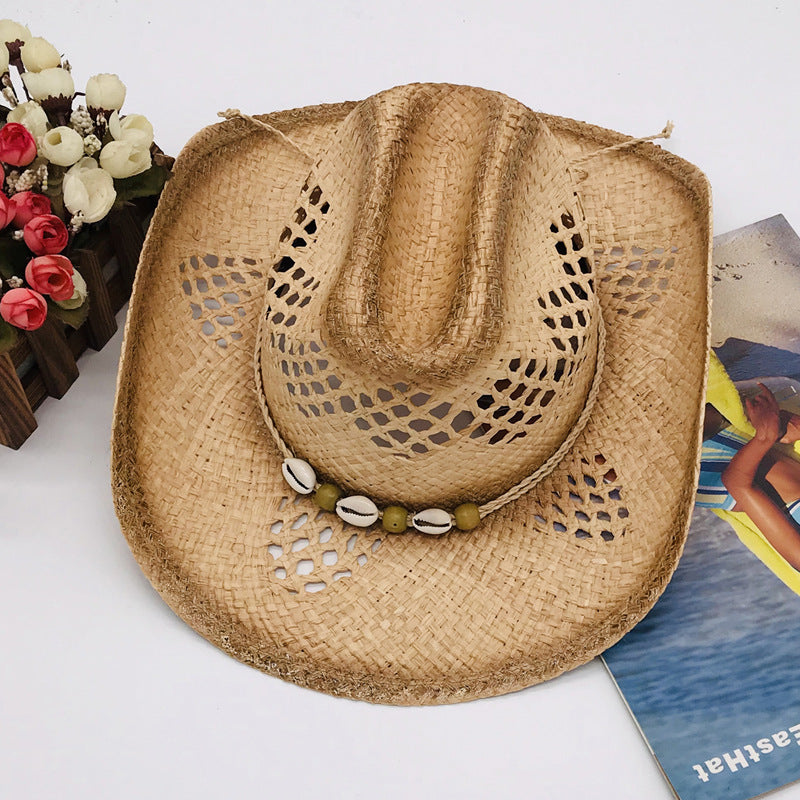 Cowgirl Hats Curling Straw Flanging Hat Vacation Straw Hat Cowboy Hat