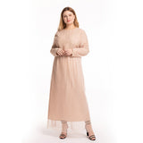 Muslim Women Stylish Kashibo Abaya Muslim Ladies Long Gown Islamic Clothing Jilbab Jalabiya Dot Mesh Slim Dress