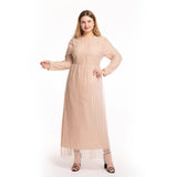 Muslim Women Stylish Kashibo Abaya Muslim Ladies Long Gown Islamic Clothing Jilbab Jalabiya Dot Mesh Slim Dress