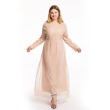 Muslim Women Stylish Kashibo Abaya Muslim Ladies Long Gown Islamic Clothing Jilbab Jalabiya Dot Mesh Slim Dress
