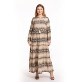 Muslim Women Stylish Kashibo Abaya Muslim Ladies Long Gown Islamic Clothing Jilbab Jalabiya Summer Fashion Leopard-Print Slim-Fit Dress