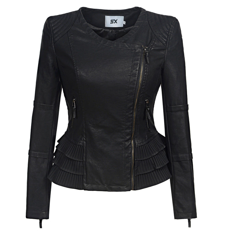 Leather Biker Coat Gothic Leather Jacket Women Pu Jackets Motorcycle Jacket Slim Fit Slimming