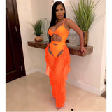 See through Pants Suit Sexy Women Clothing Pure Color Swimsuit Mesh Two-Piece Set