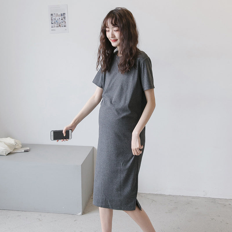 Maternity Clothes Dress Summer Maternity Dress Temperament Leisure Maternity T-shirt Skirt Loose Fashion Pregnant Women's Short Sleeve Long Dress