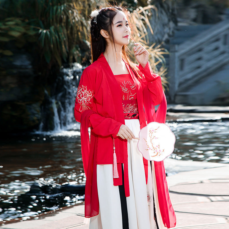 Chinese Traditional Dress Waist-High Ruqun Bianhua Traditional Fresh and Elegant Dress