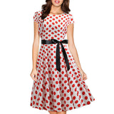 Graduation Dress Homecoming Dress Summer Retro Crew Neck Polka Dot Swing Dress Corset