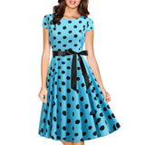 Graduation Dress Homecoming Dress Summer Retro Crew Neck Polka Dot Swing Dress Corset