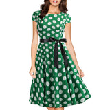 Graduation Dress Homecoming Dress Summer Retro Crew Neck Polka Dot Swing Dress Corset