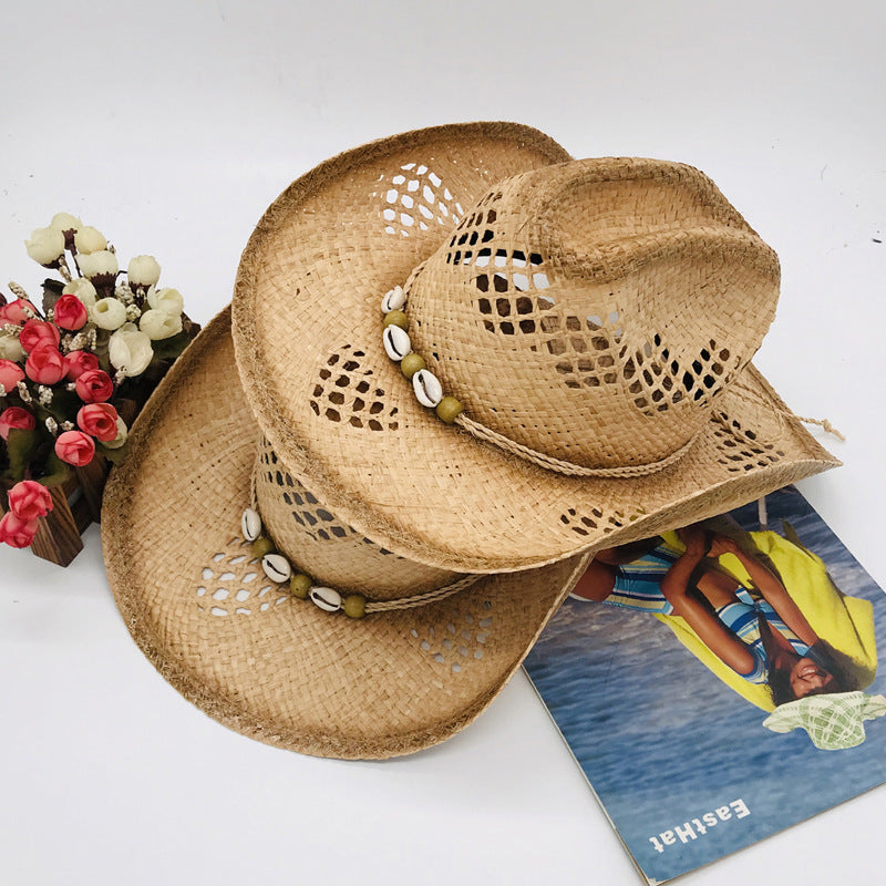 Cowgirl Hats Curling Straw Flanging Hat Vacation Straw Hat Cowboy Hat