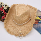 Cowgirl Hats Wide Brim Cowboy Hat Straw Flanging Hat Seaside Sunshade Sun Protection Hat