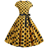 Graduation Dress Homecoming Dress Summer Retro Crew Neck Polka Dot Swing Dress Corset