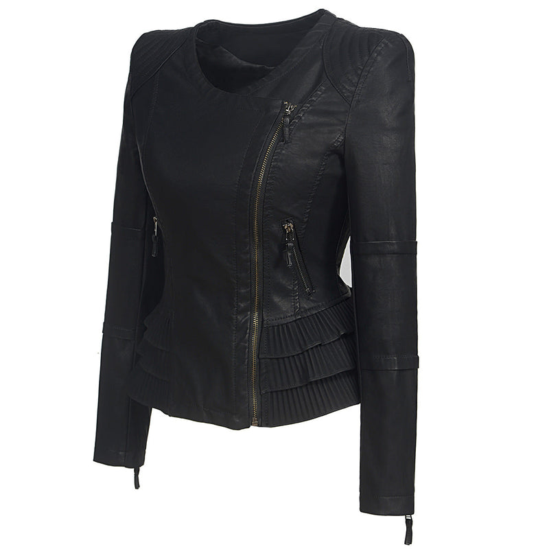 Leather Biker Coat Gothic Leather Jacket Women Pu Jackets Motorcycle Jacket Slim Fit Slimming