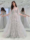 Women Lace Wedding Dress Women's Summer round Neck Long Sleeve Sexy Dress