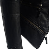 Leather Biker Coat Golden Leather Jacket Women Pu Jackets Rivet Slim Waist-Tight Washed Leather Motorcycle Leather Coat