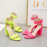 Nightclub High Heel Chunky Heel Ankle Ring Square Buckle Open Toe Sandals Summer