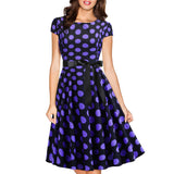 Graduation Dress Homecoming Dress Summer Retro Crew Neck Polka Dot Swing Dress Corset