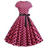 Graduation Dress Homecoming Dress Summer Retro Crew Neck Polka Dot Swing Dress Corset