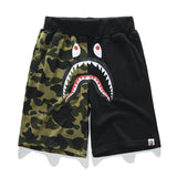 Shark Print Shorts Cotton Looped Fabric Men'S Youth Casual Shorts Cropped Pants