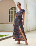 Emery Rose Dresses Summer Casual Holiday Floral Print Sexy Jumpsuit Long Dress Women's Clothing