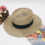 Cowgirl Hats Straw Rope Hollow out Wide Brim Straw Hat Summer Men's and Women's Hats Flat Top Wide Brim Cowboy Hat