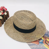 Cowgirl Hats Straw Rope Hollow out Wide Brim Straw Hat Summer Men's and Women's Hats Flat Top Wide Brim Cowboy Hat