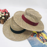 Cowgirl Hats Straw Rope Hollow out Wide Brim Straw Hat Summer Men's and Women's Hats Flat Top Wide Brim Cowboy Hat