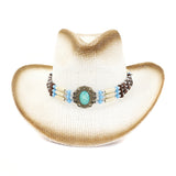 Straw Cowboy Hats Seaside Beach Hat Sun Protection Hat Straw Cowboy Hat