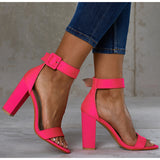 Nightclub High Heel Chunky Heel Ankle Ring Square Buckle Open Toe Sandals Summer