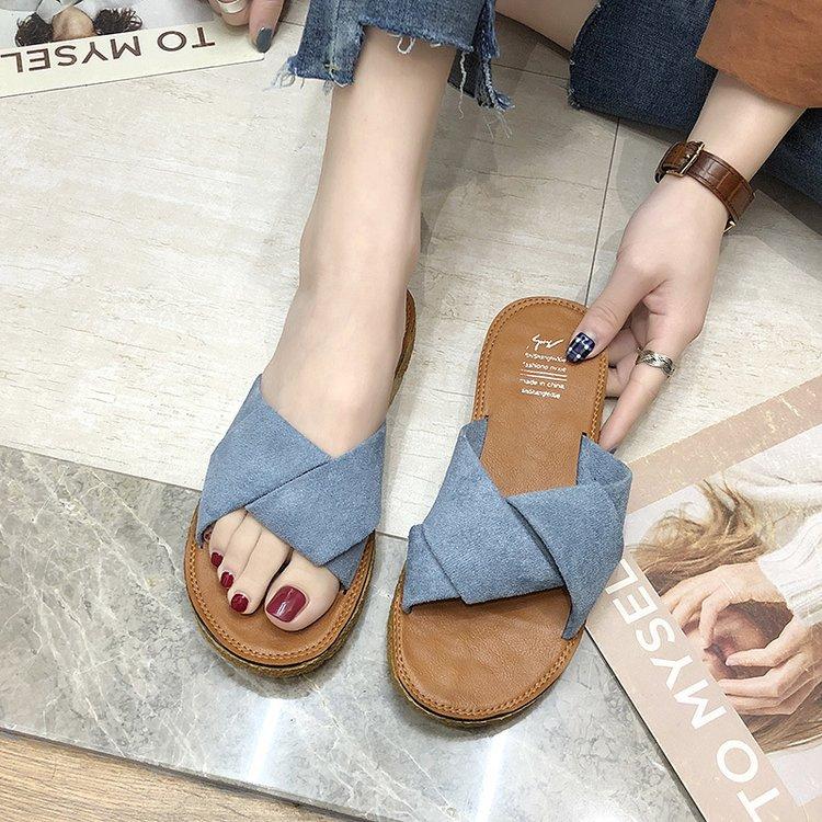 Women Open Toe Sandals Flats Summer Fashion Slippers Flat Heel Cross Sandals