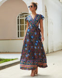 Emery Rose Dresses Summer Casual Holiday Floral Print Sexy Jumpsuit Long Dress Women's Clothing