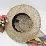 Cowgirl Hats Straw Rope Hollow out Wide Brim Straw Hat Summer Men's and Women's Hats Flat Top Wide Brim Cowboy Hat